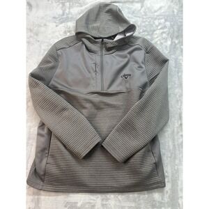 Callaway Mens XL OPTI-DRI 1/4 Zip Hoodie Grey Ribbed Golf Jacket Performance